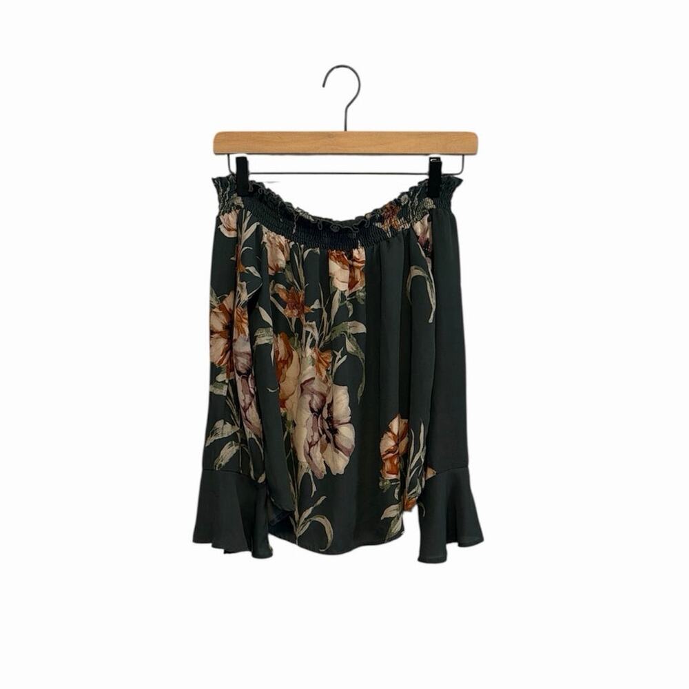 Green Floral Off the Shoulder Top